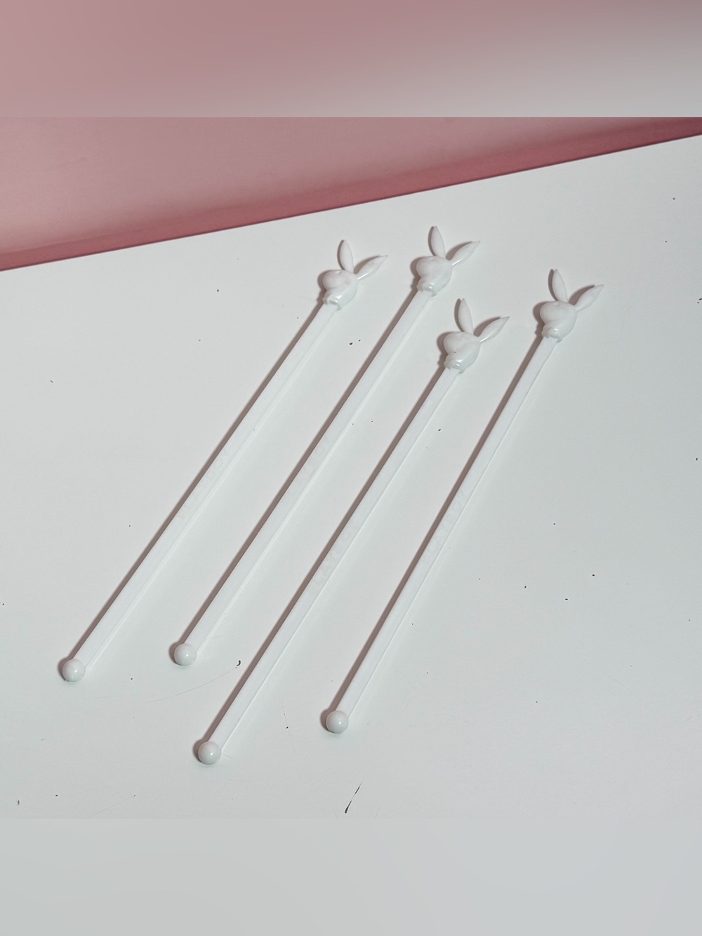 Vintage 80s mid century white playboy bunny swizzle sticks